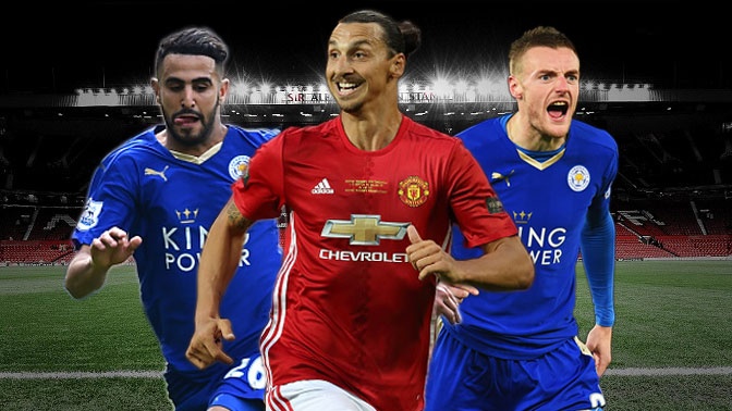 Ibra, Vardy sat canh trong doi hinh ket hop MU - Leicester hinh anh