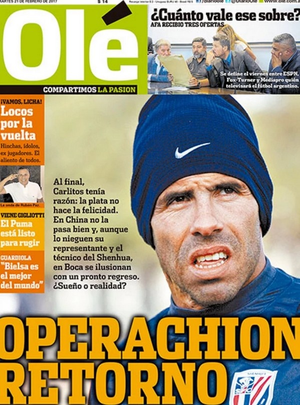 Carlos Tevez muốn rời Trung Quốc ảnh 1 Carlos Tevez muon roi Trung Quoc anh 1