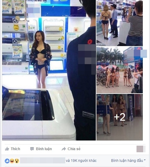 mặc bikini quảng cáo điện máy ảnh 1 mac bikini quang cao dien may anh 1