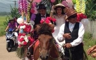 Dam cuoi ruoc dau bang xe ngua keo doc dao o Ha Tinh hinh anh