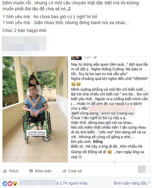 chàng cụt chân có người yêu nhờ facebook ảnh 1 chang cut chan co nguoi yeu nho facebook anh 1