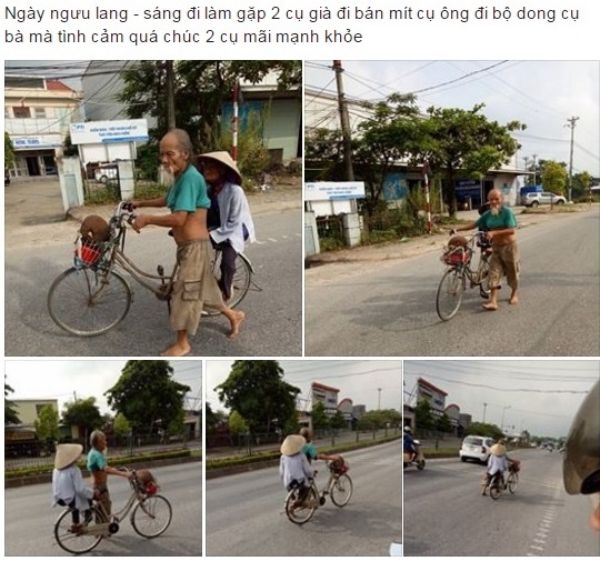 cu ong dong cu ba tren xe dap anh 1