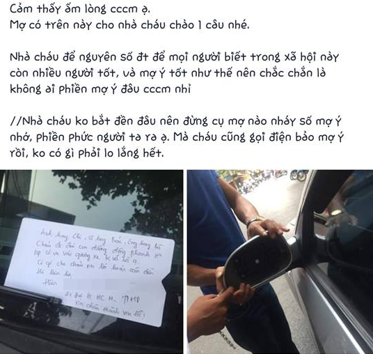 Người làm vỡ gương ôtô xin lỗi ảnh 1 Nguoi lam vo guong oto xin loi anh 1