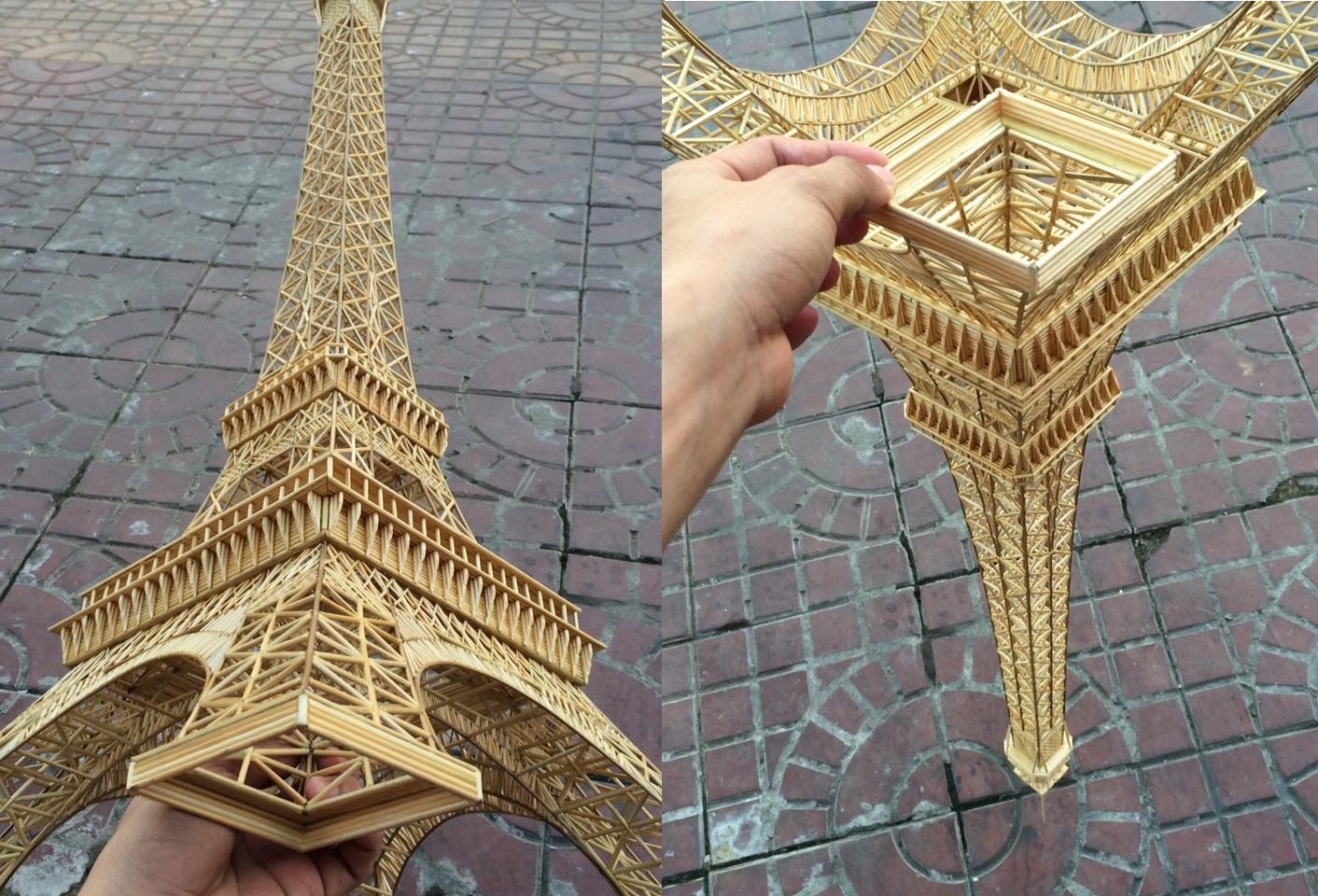 lam thap Eiffel tu 70.000 chiec tam tre anh 1