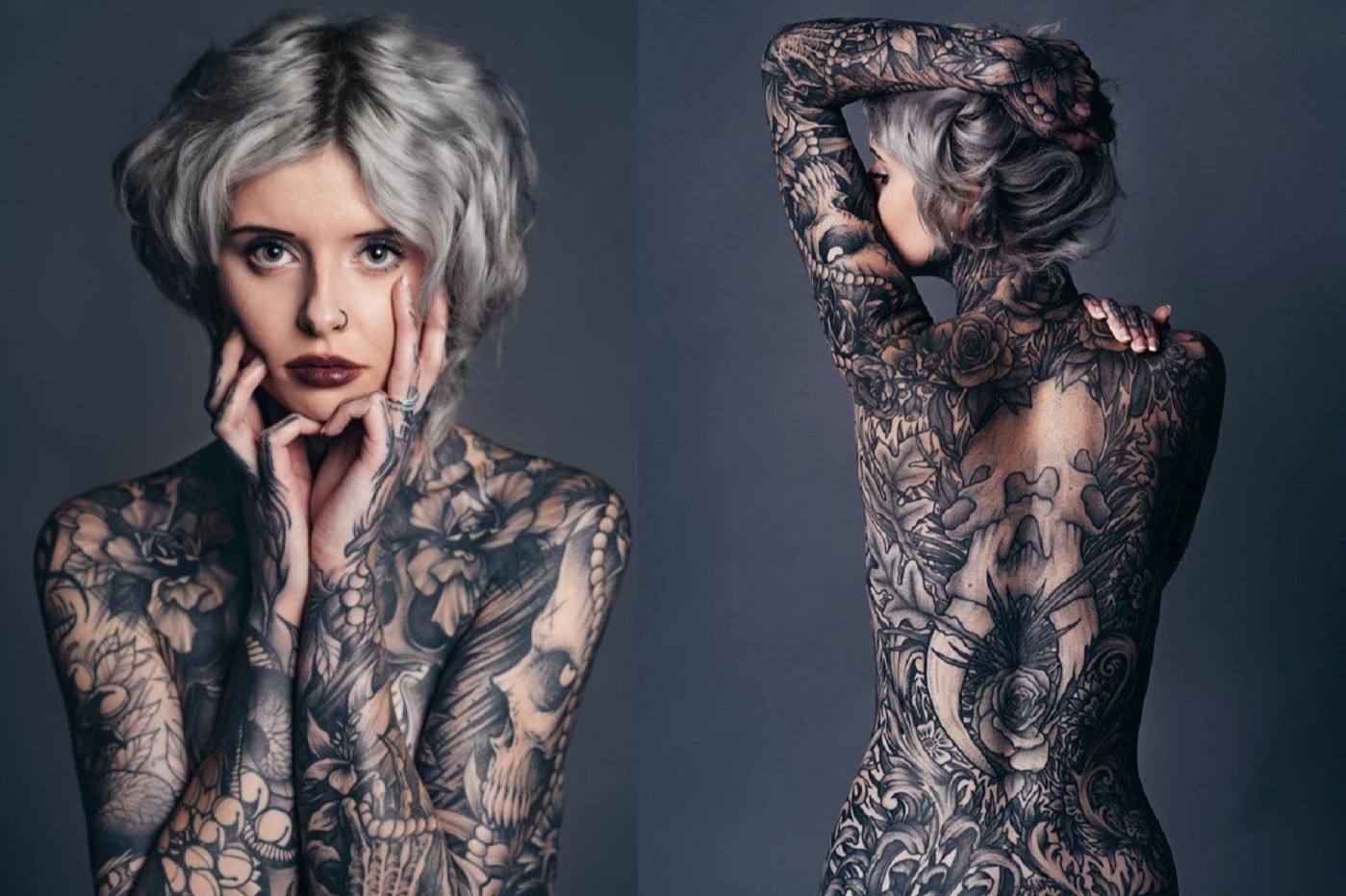 Co gai xam kin 90% co the hinh anh