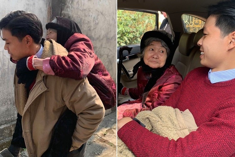 Chau trai cong ba ngoai 85 tuoi di tham nguoi chi 90 tuoi o Phu Tho hinh anh