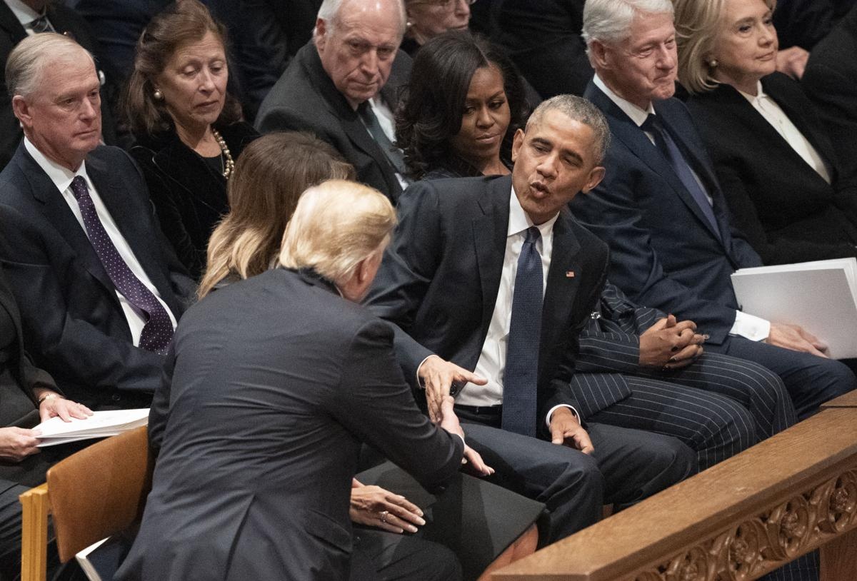 Trump dự lễ tang Bush ảnh 1 Trump du le tang Bush anh 1