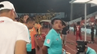 Trong tai V.League bi CDV Hai Phong chui, nem chai nuoc hinh anh