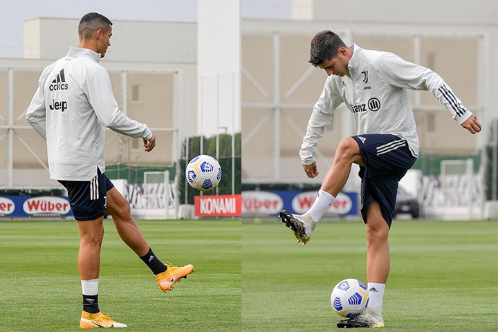 Ronaldo tang bong voi Morata khi tai ngo o Juventus hinh anh