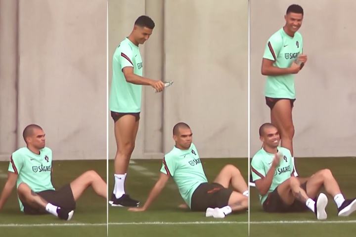 Ronaldo do nuoc len dau Pepe hinh anh