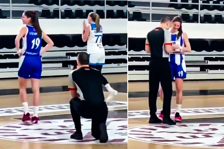 Trong tai cau hon nu cau thu o chung ket bong ro hinh anh