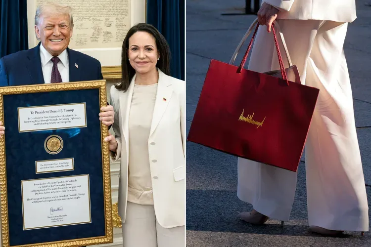 Duoc tang huy chuong Nobel, ong Trump dap le bang chiec tui hinh anh