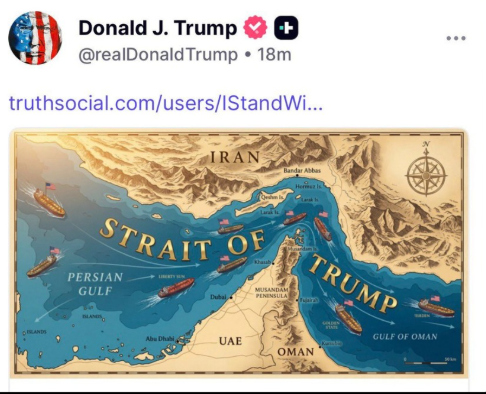 Tong thong Trump sua hinh eo bien Hormuz thanh ‘eo bien Trump’ hinh anh