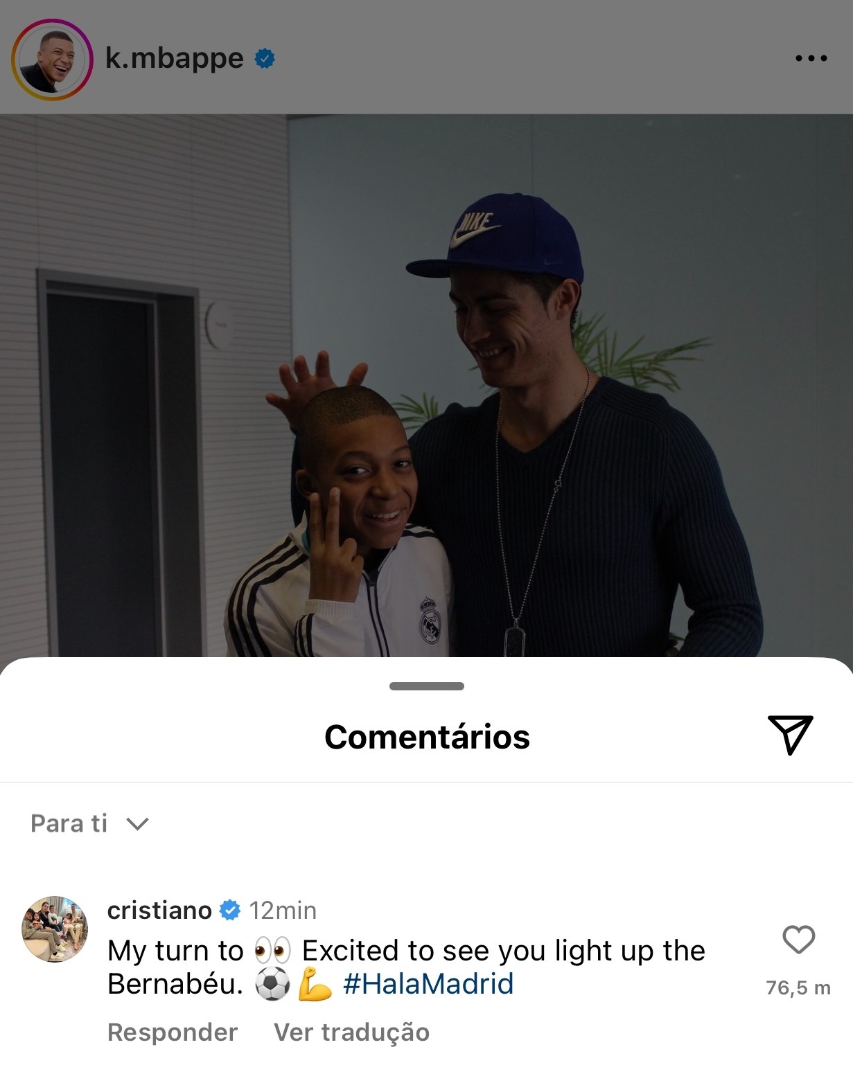 Ronaldo phan khich voi Mbappe anh 1