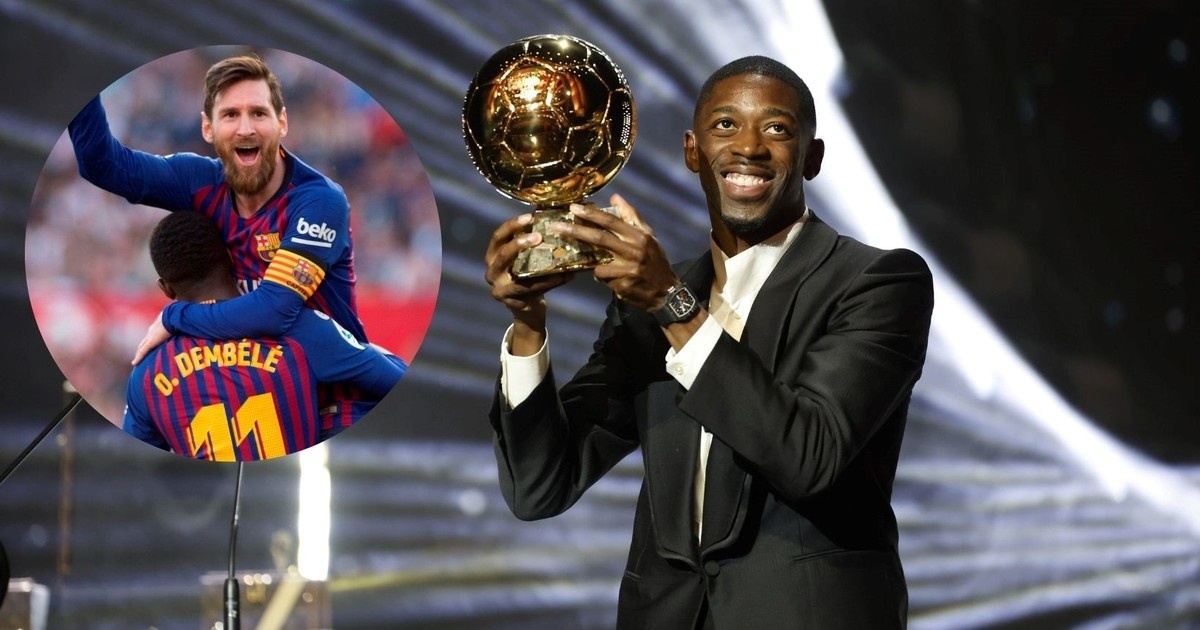 Messi chuc mung Dembele hinh anh