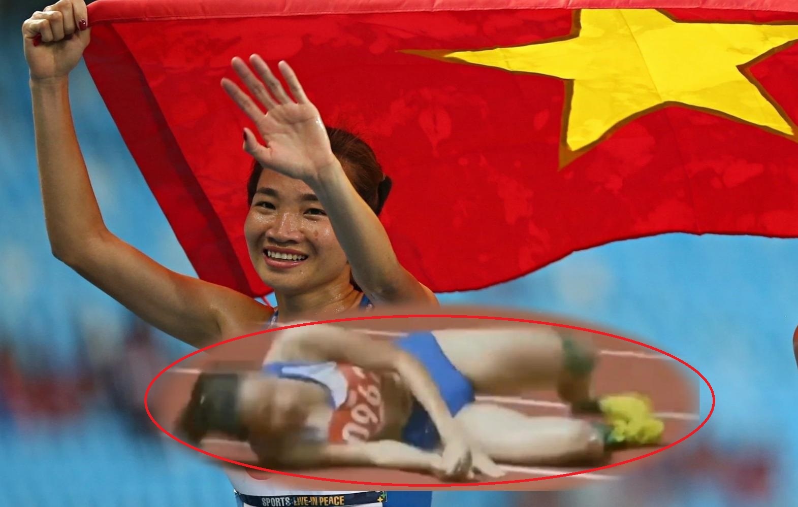 Dang sau khoanh khac do guc cua co gai vang dien kinh hinh anh