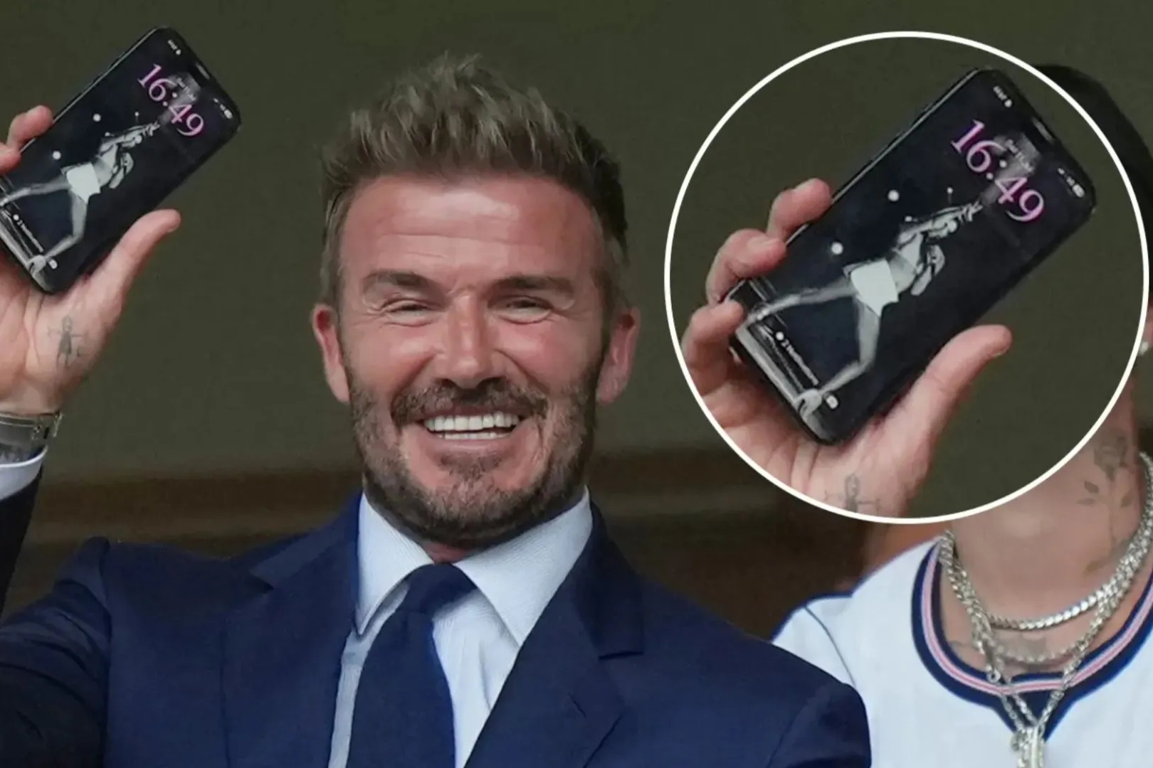 Chi tiết trên điện thoại Beckham gây chú ý