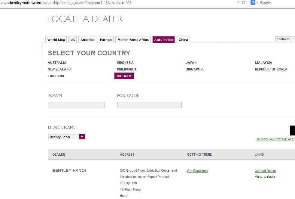 Đại lý chính hãng đầu tiên của Bentley tại Việt Nam mang tên Bentley Hà Nội.