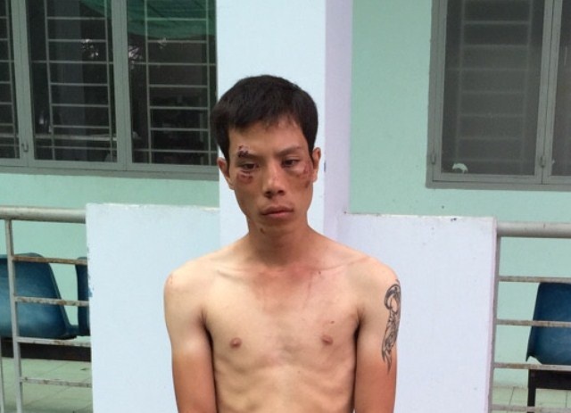 Nghi can Đặng Tiến Lợi tại cơ quan điều tra. Ảnh: P.S