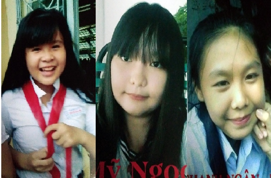 Ba nu sinh cap 2 mat tich nhieu ngay hinh anh