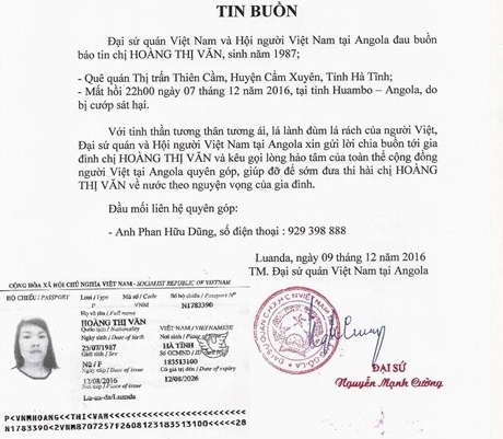 Nu lao dong Viet Nam o Angola bi cuop thieu tu vong hinh anh