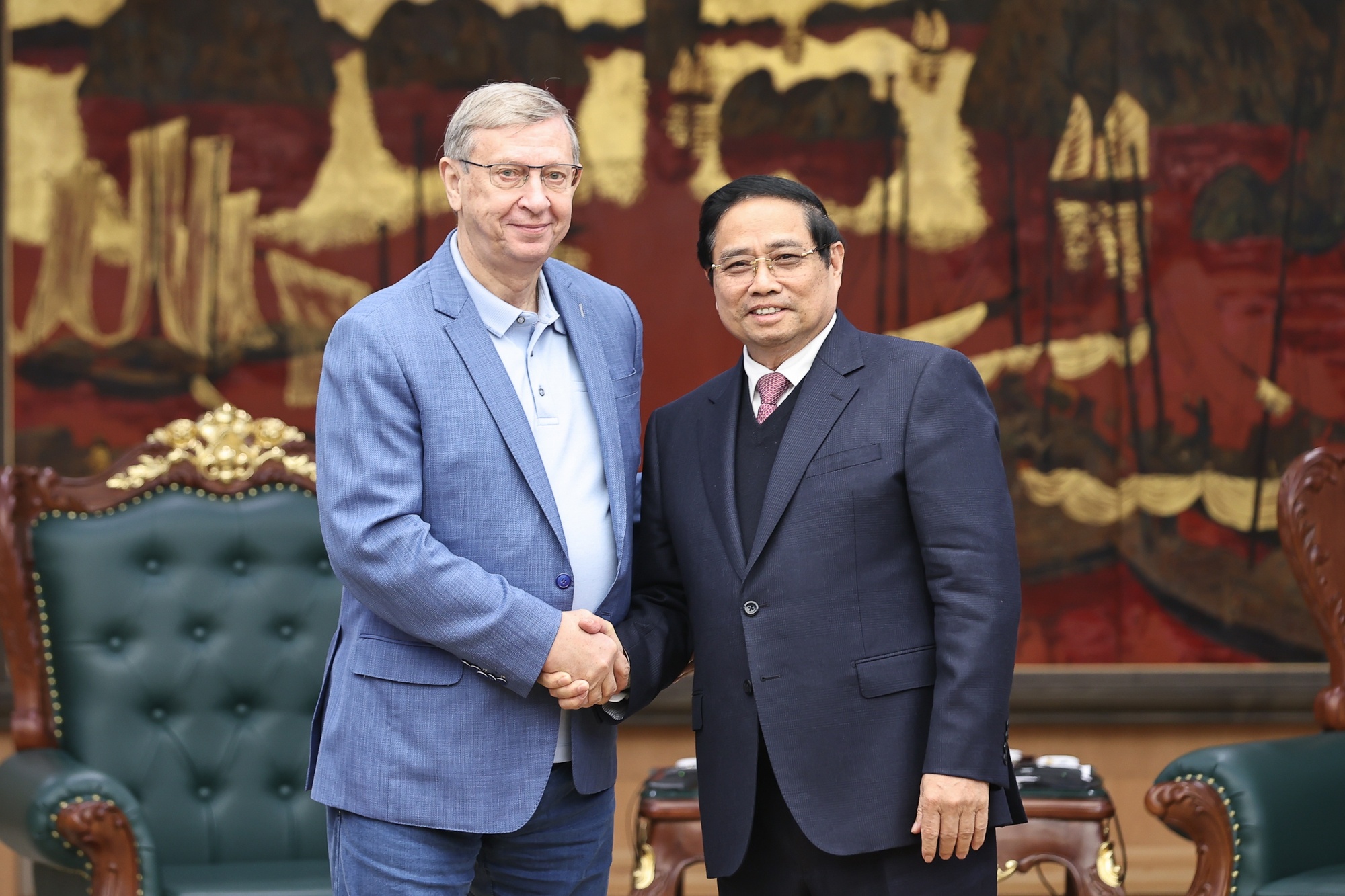 Thu tuong tiep Chu tich tap doan kinh te tu nhan lon nhat cua Nga hinh anh