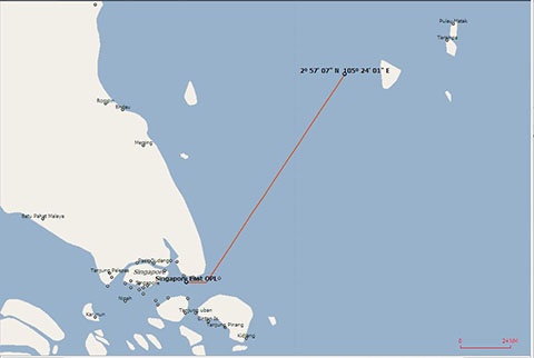 Tọa độ cuối cùng của tàu Sunrise do Đài Vệ tinh của Indonesia thu được.