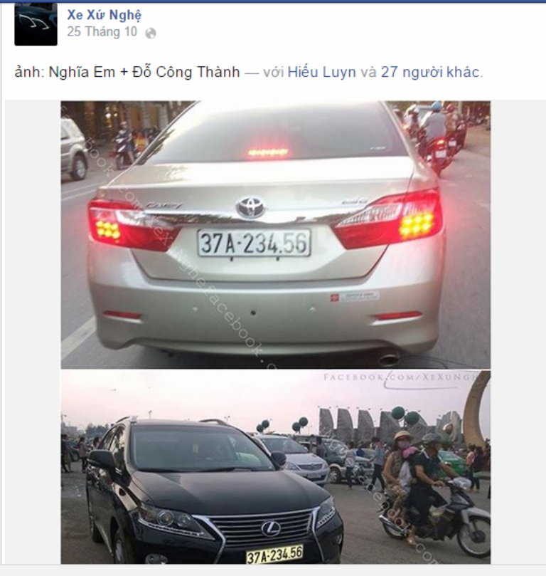 Hình ảnh 2 chiếc xế hộp chung một biển số siêu đẹp được đăng trên diễn đàn Xe Xứ Nghệ gây xôn xao dư luận. 