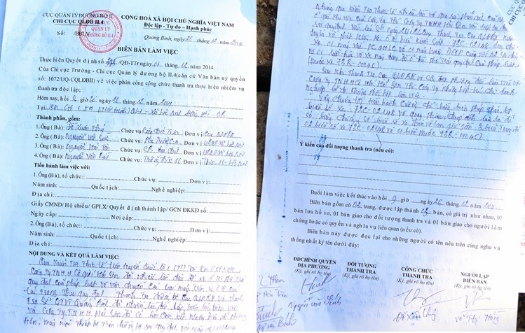 Cơ quan chức năng lập biên bản đối với Công ty TNHH cơ giới Hải Sơn.