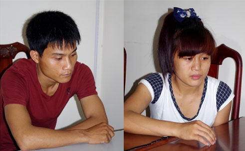 Cao Văn Danh và Trần Thị Ngân bị bắt về tội buôn người.