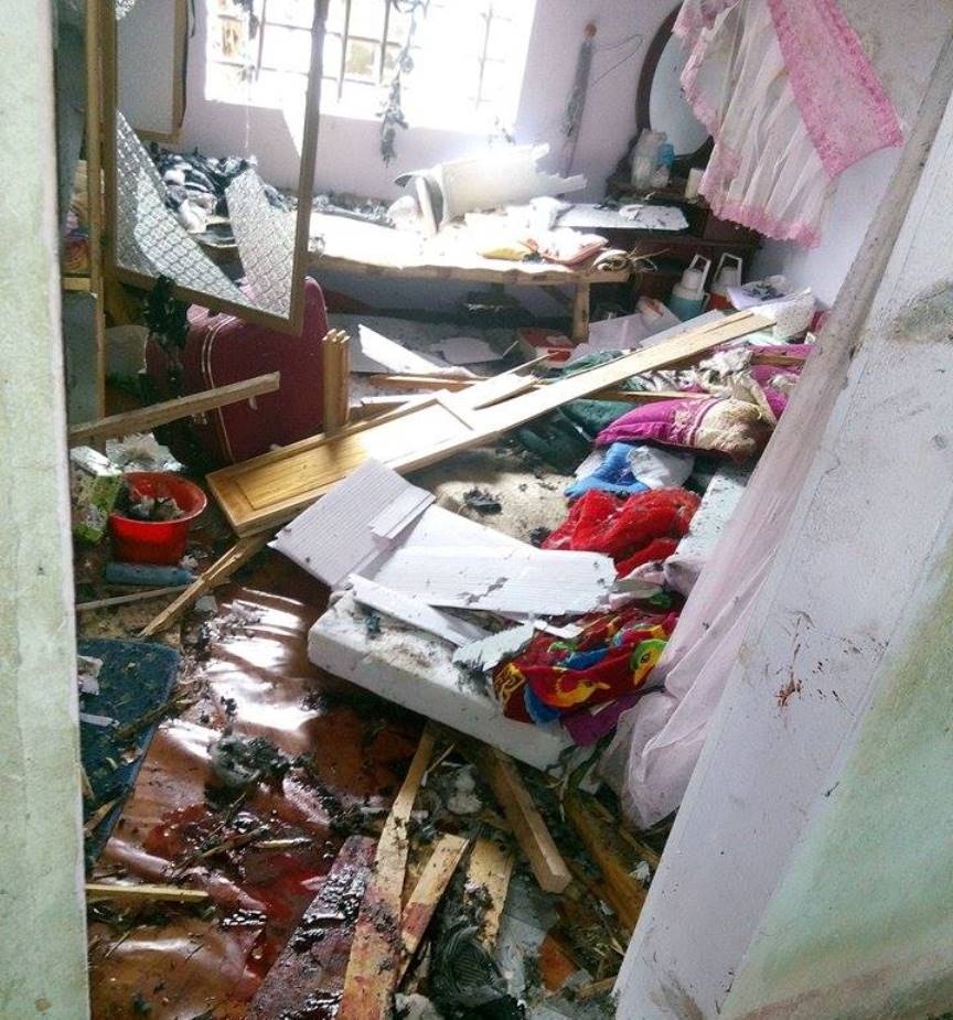 Hiện trường vụ nổ kinh hoàng làm ông Hùng tử vong tại chỗ. Ảnh TH.