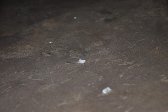 Những viên đá rơi lã chã trong cơn mưa lớn, mỗi viên to bằng đầu ngón tay út và rất nhanh tan.