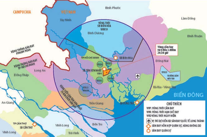 Vùng cấm bay - Tư liệu của Cục Hàng không Việt Nam.