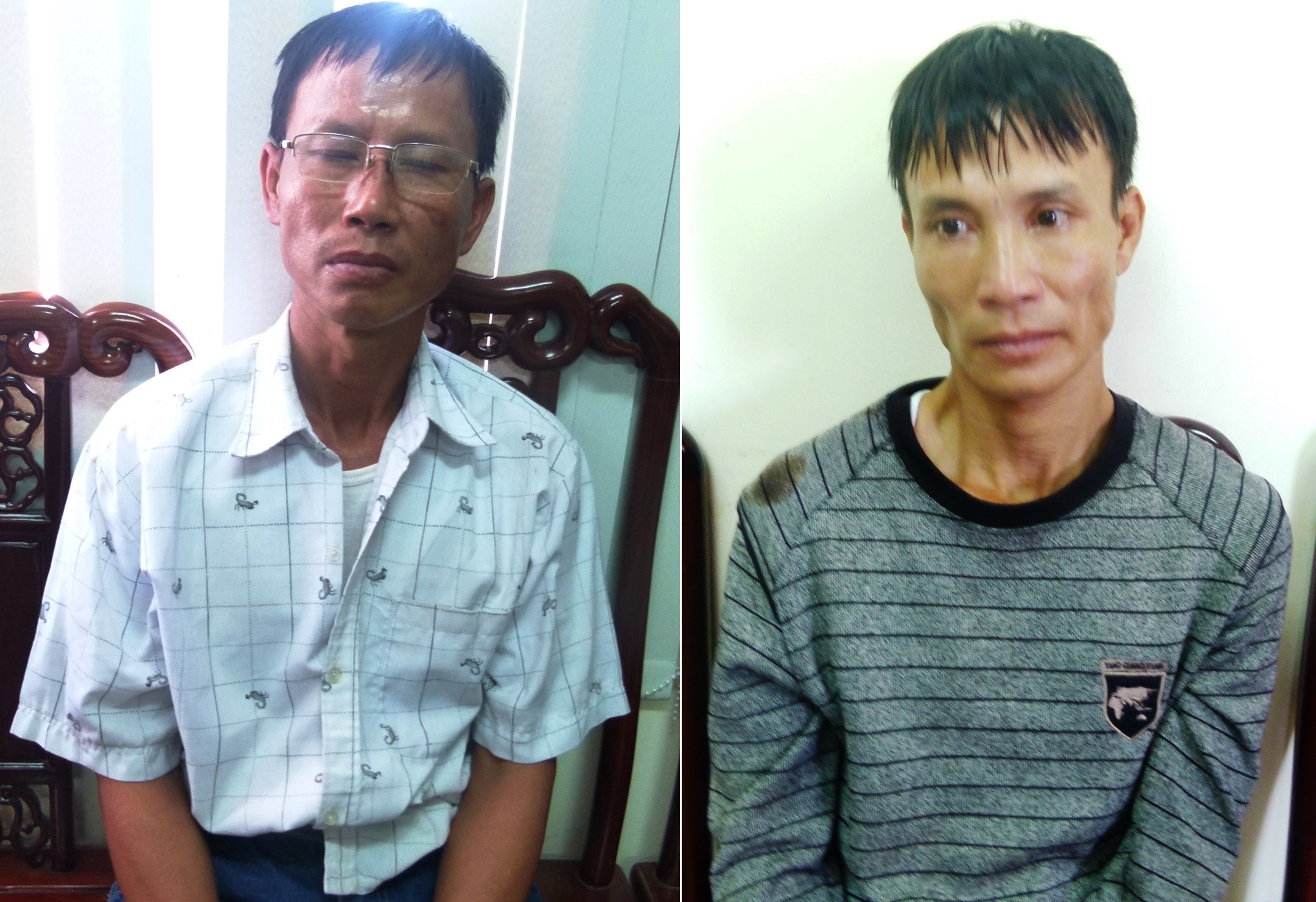 Vân và Tiến tại cơ quan điều tra. Ảnh: Thùy Anh.