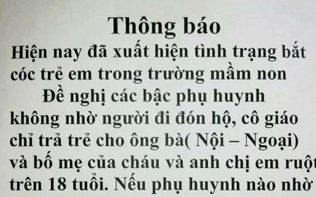Truong mam non dan thong bao de phong tre em bi bat coc hinh anh