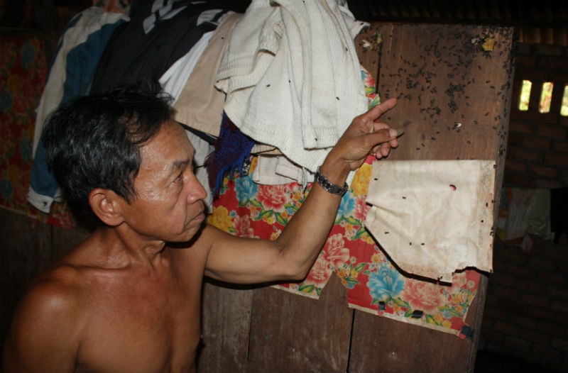 Trên cánh cửa nhà bọ đầu đen cũng bám thành một lớp màu đen. 