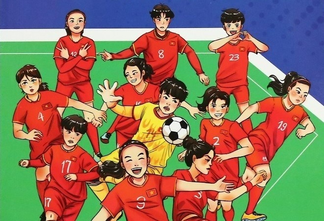 Doi tuyen bong da nu Viet Nam hoa than thanh nhan vat truyen tranh hinh anh