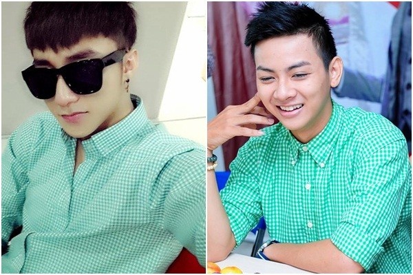 Hai người cùng diện áo đôi.