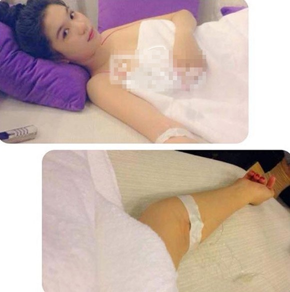 Ngọc Trinh vẫn sexy và xinh như búp bê ngay cả khi đang được các bác sĩ truyền nước biển. Lý do cô phải vào viện vì mệt mởi với mệt mỏi với việc kinh doanh cũng như lịch diễn dày đặc. Bận rộn với kế hoạch mở spa, Ngọc Trinh bị mắc chứng biếng ăn, cảm thấy không ngon miệng.