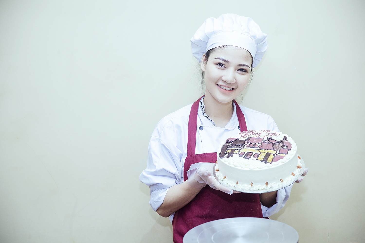 Tran Thi Quynh tro tai ve tranh Ha Noi tren banh kem hinh anh