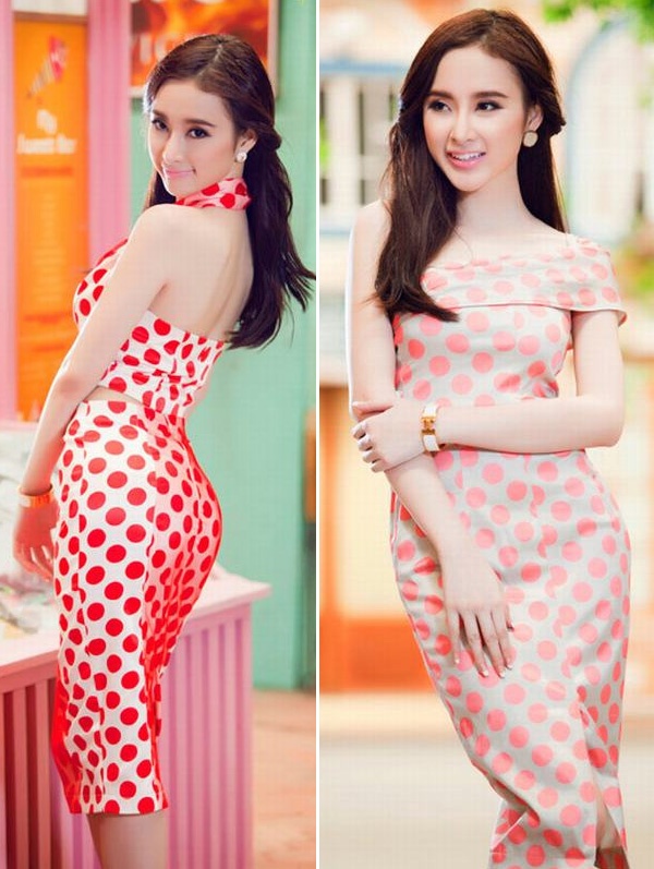 Những buổi dự tiệc hay hẹn hò, bạn có thể gây dấu ấn bằng một chiếc váy chấm bi bó sát cơ thể. Thiết kế lệch vai, quây ngực hay dây cổ đều thích hợp. Vì vậy, tùy vào sở thích mà bạn lựa chọn dáng váy sao cho đẹp mắt nhất.