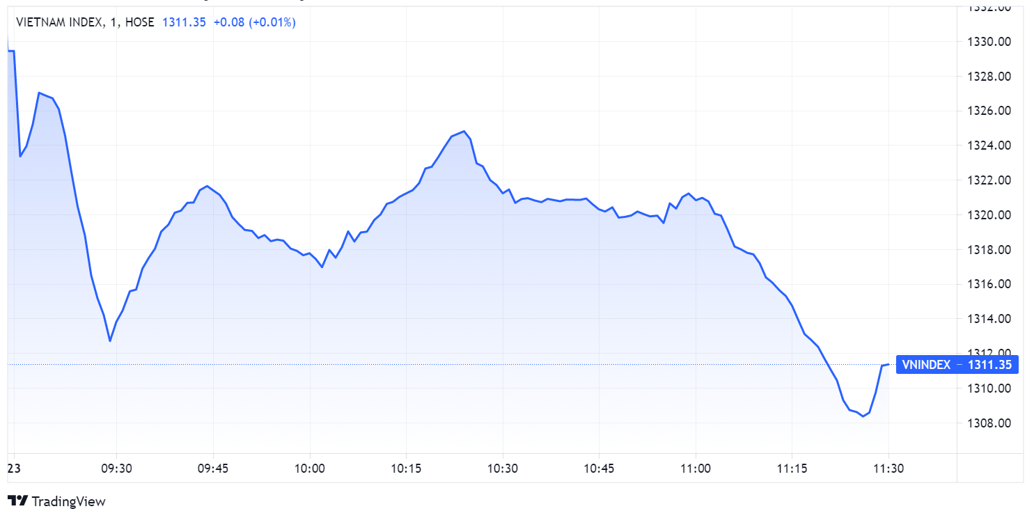Dien bien VN-Index,  Chung khoan ngay 23/8,  Chung khoa giam diem anh 1
