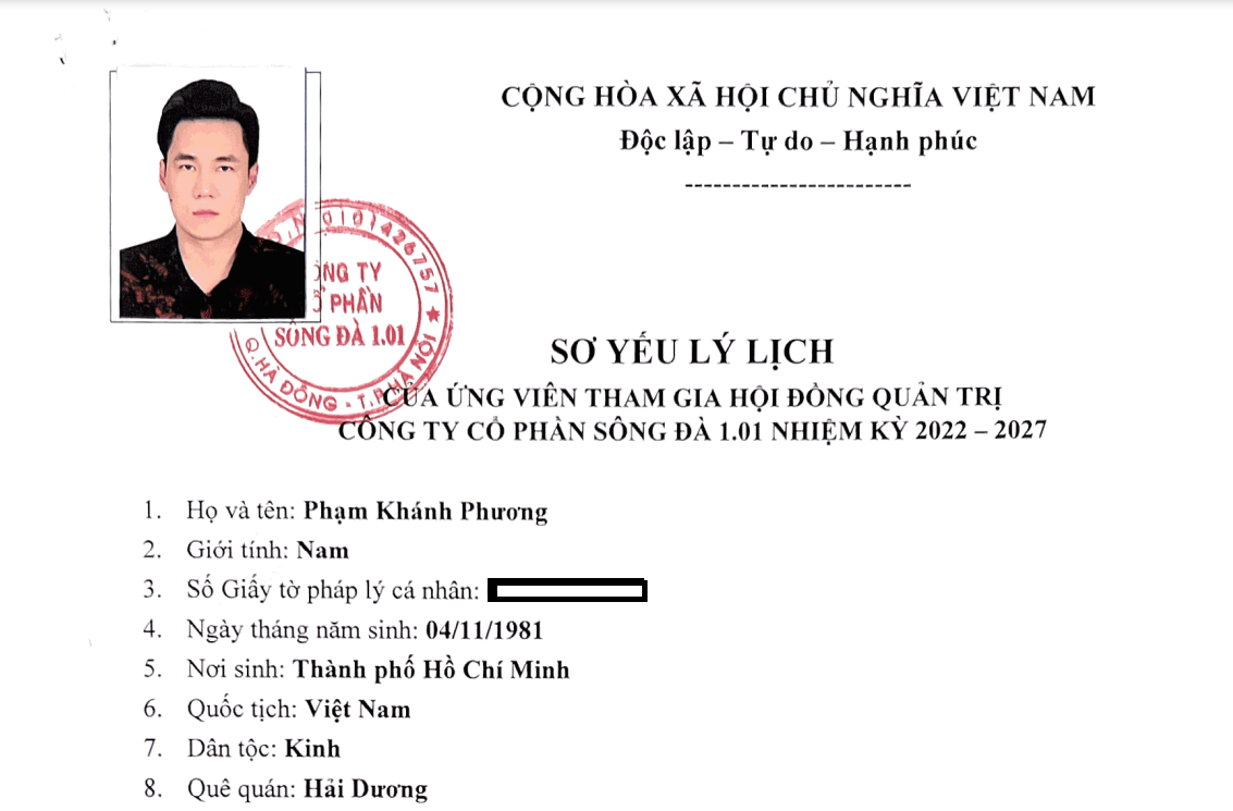 co phieu,  Song Da 1.01,  thau tom anh 1