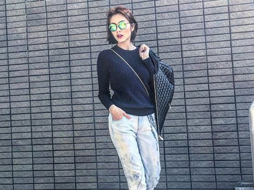 Ha Tang mac quan rach, cat toc ngan hinh anh