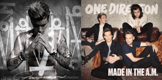Album cua 1D va Justin Bieber bi phat tan tren mang hinh anh