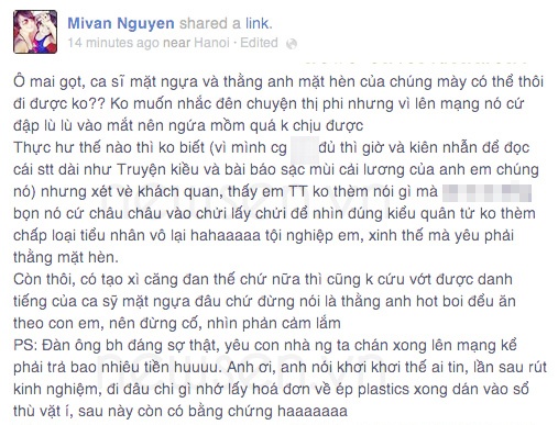 Những chia sẻ khá bức xúc của Mi Vân quanh những ồn ào của Tâm Tít và bạn trai cũ - Thế Bảo.