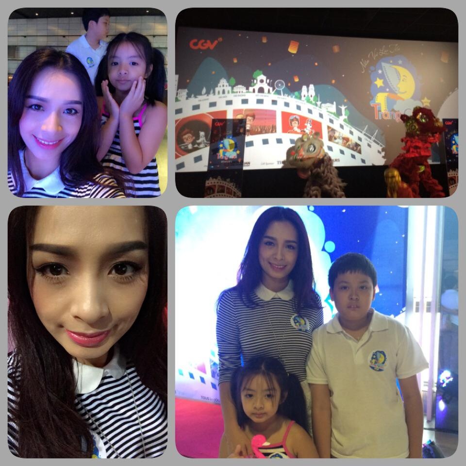 Thúy Hằng: Cựu người mẫu muốn các con học và hiểu thêm về cuộc sống xung quanh nên đã đưa hai con tới dự một đêm hội trăng rằm cùng trẻ em làng SOS ở Hà Nội.