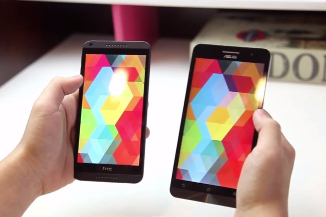 Zenfone 6 va HTC Desire 816 so thiet ke, man hinh hinh anh