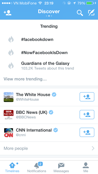 Các từ khoá Facebook sập mạng đang hot trên Twiiter.