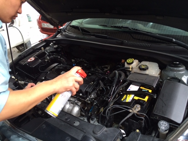 Ve sinh khoang may xe chong chuot don Tet hinh anh